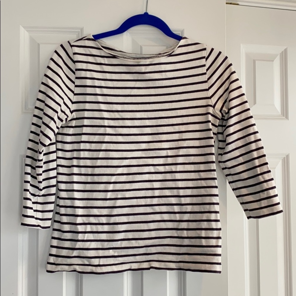 Lands End boatneck navy and white sweater